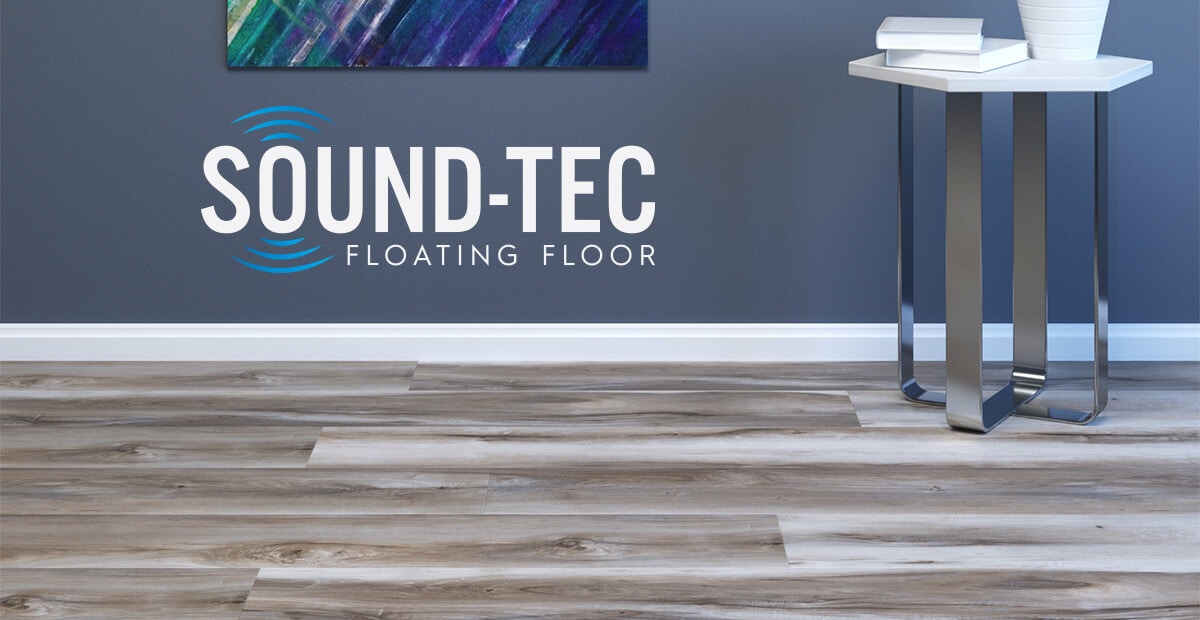 Room scene and logo of Sound-Tec SPC Floating Floor