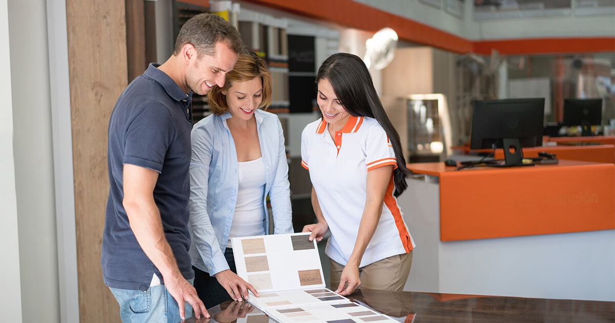 Couple choosing the right flooring