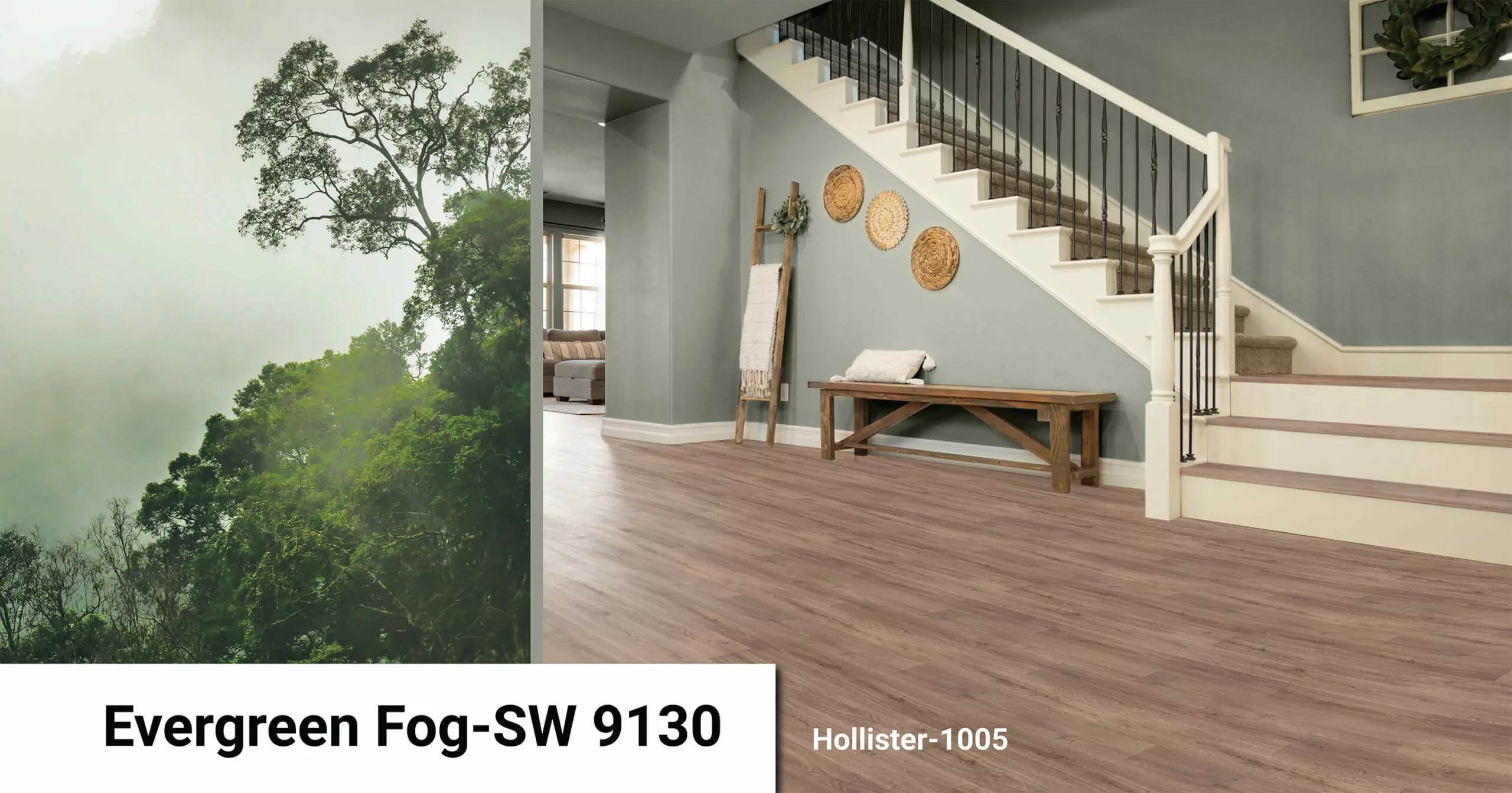 Sherwin Williams Evergreen Fog paired with Urban Surfaces flooring
