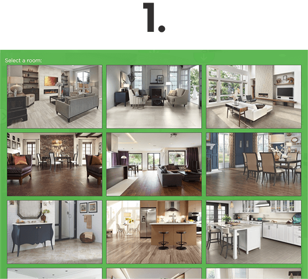 Collage of rooms to choose for the flooring visualizer