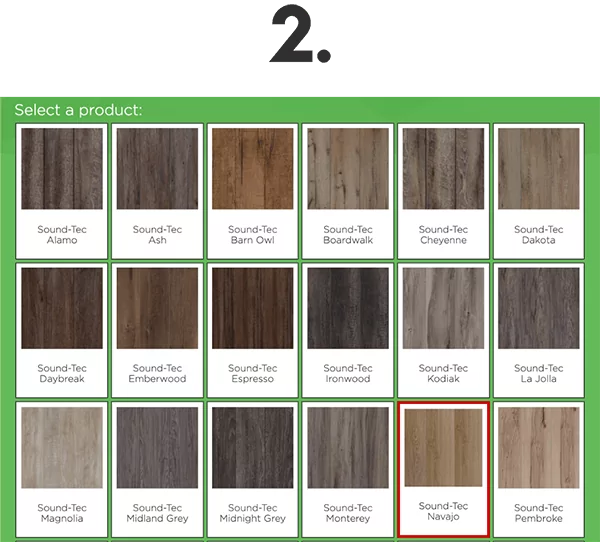 Grid of flooring colors to choose from