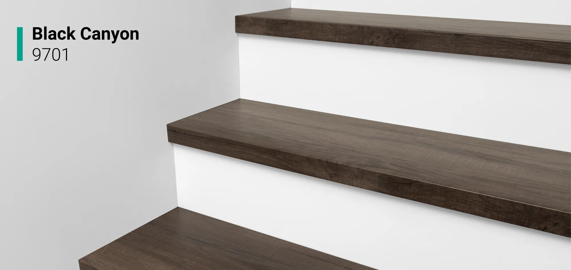 Staircase with 9701 Black Canyon Stair Treads by Urban Surfaces