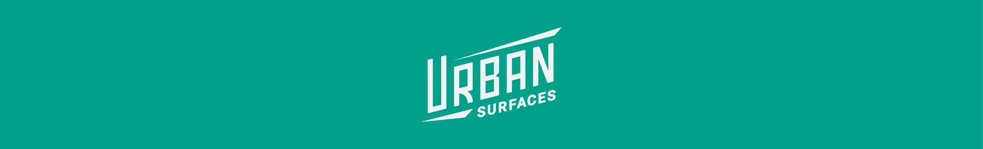 Urban Surfaces logo on teal background
