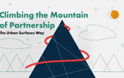 Diagram of a mountain representing the climb to partnership for businesses. Climbing the Mountain of Partnership the Urban Surfaces way.