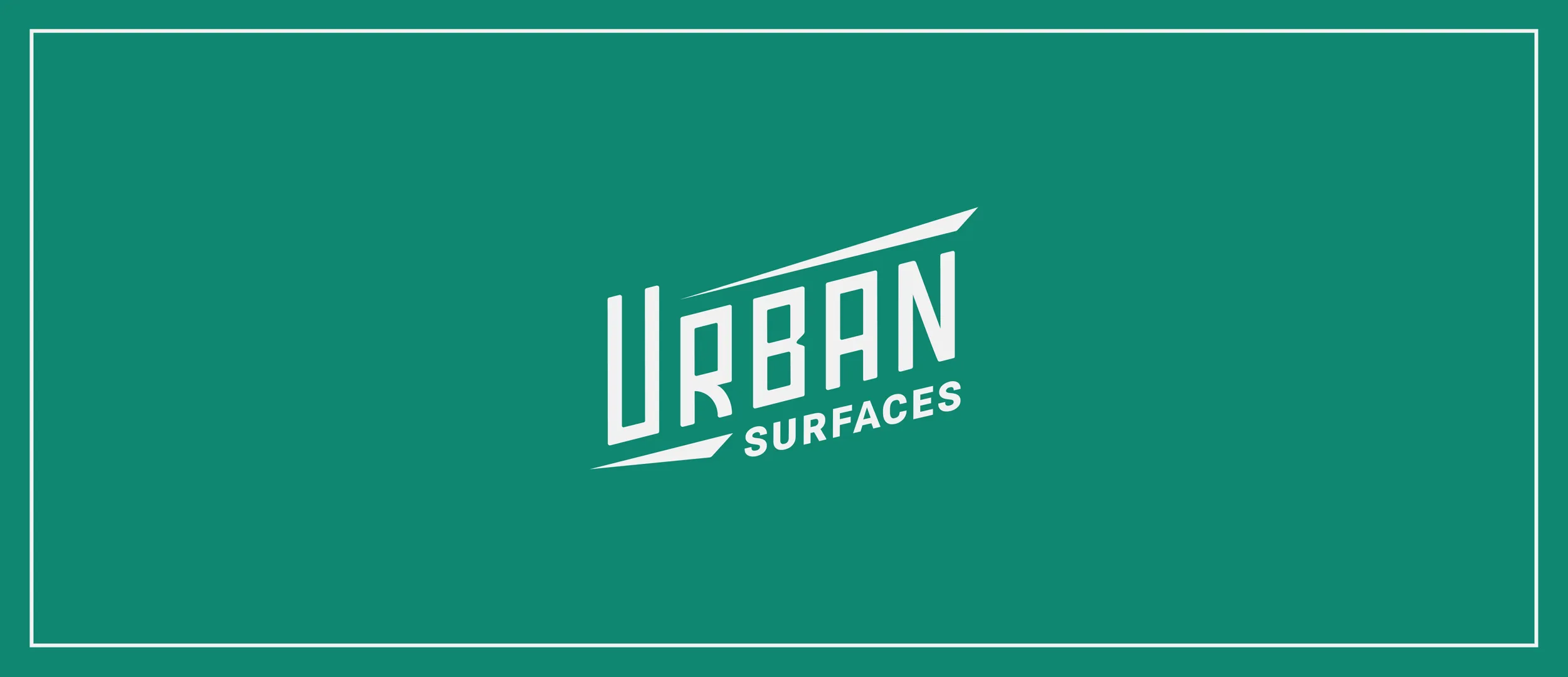 Urban Surfaces logo on teal background.