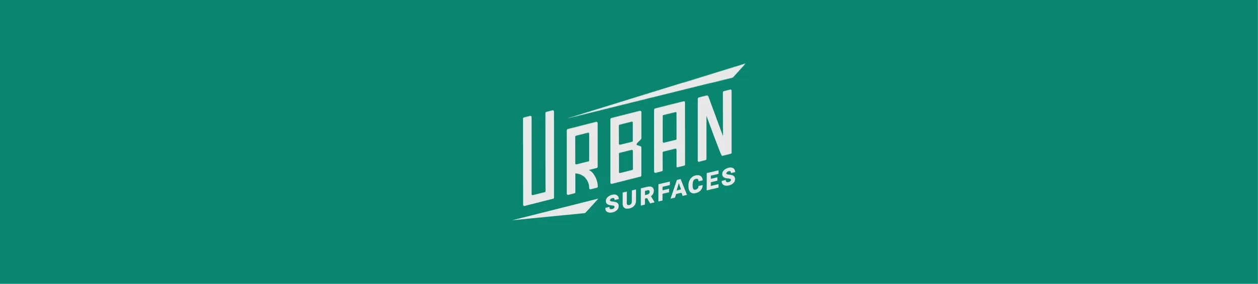 Urban Surfaces logo on teal background.