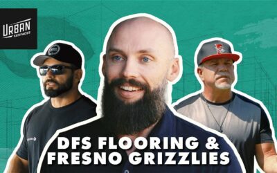 Three men from the Fresno Grizzlies stadium on a teal background.