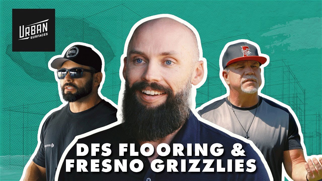 Three men from the Fresno Grizzlies stadium on a teal background.