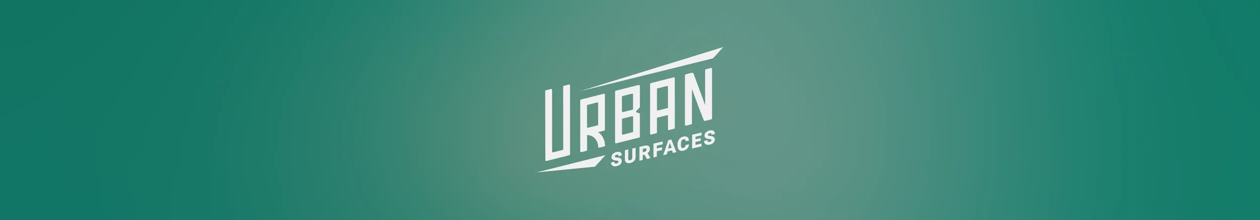 An Urban Surfaces teal banner with a glow around the logo.